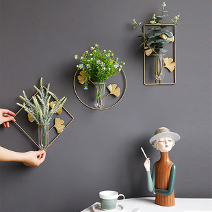 Wrought Iron Vase Ins-Style Living Room Wall Decoration Hydroponic Flower Holder Creative Home Wall Decor Ins-Style Home Decor