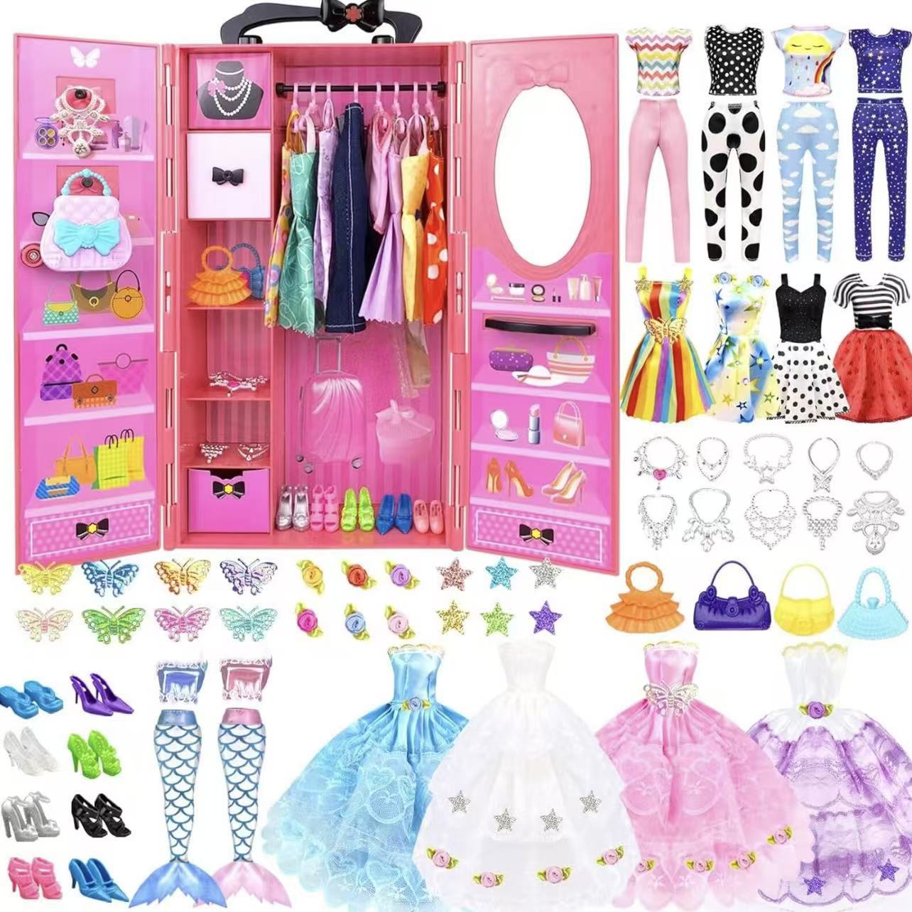 Dress-up doll clothes, wedding dresses, girls' toys and accessories, cross-border foreign trade, Amazon wholesale, short skirts, shoes and bags