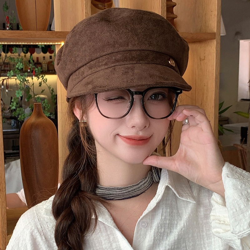 英伦风帽子女韩系文艺复古马术帽百搭显脸小贝雷帽秋冬鸭舌报童帽|undefined
