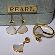 DIY珍珠套装配件 S925银针天然海水白蝶贝壳银杏叶造型空托