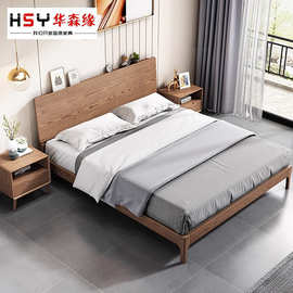 佛山实木床北欧实木床白蜡木床主卧1.8米双人床1.5m实木床民宿床