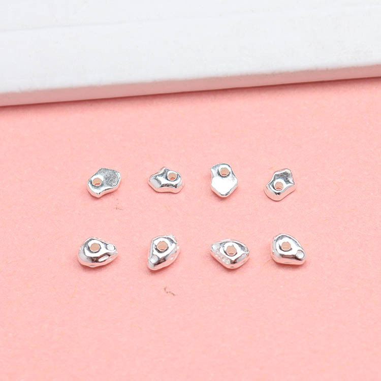 S925纯银不规则碎银子隔珠垫片配件DIY串珠手链项链材料隔片散珠