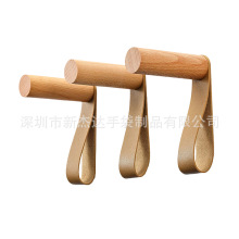 居家两用墙壁实木棒皮革挂钩 衣服毛巾皮带挂绳