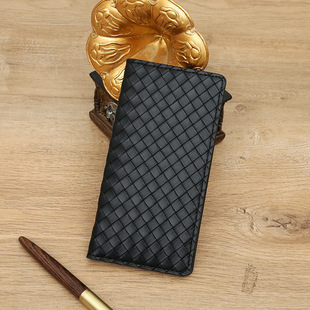 Cross-Border Woven Pattern Wallet for Men, Long Multi-Card Slot Vertical Wallet, Men's Wallet with Coin Compartment, Anti-Magnetic and Anti-Theft Wallet