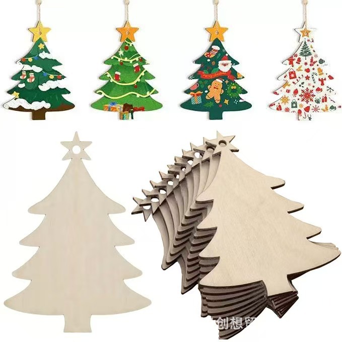 DIY Graffiti Tree Crafts Christmas Party Decoration Home Gift Handmade Christmas Tree Festive Atmosphere Strong Wood Material