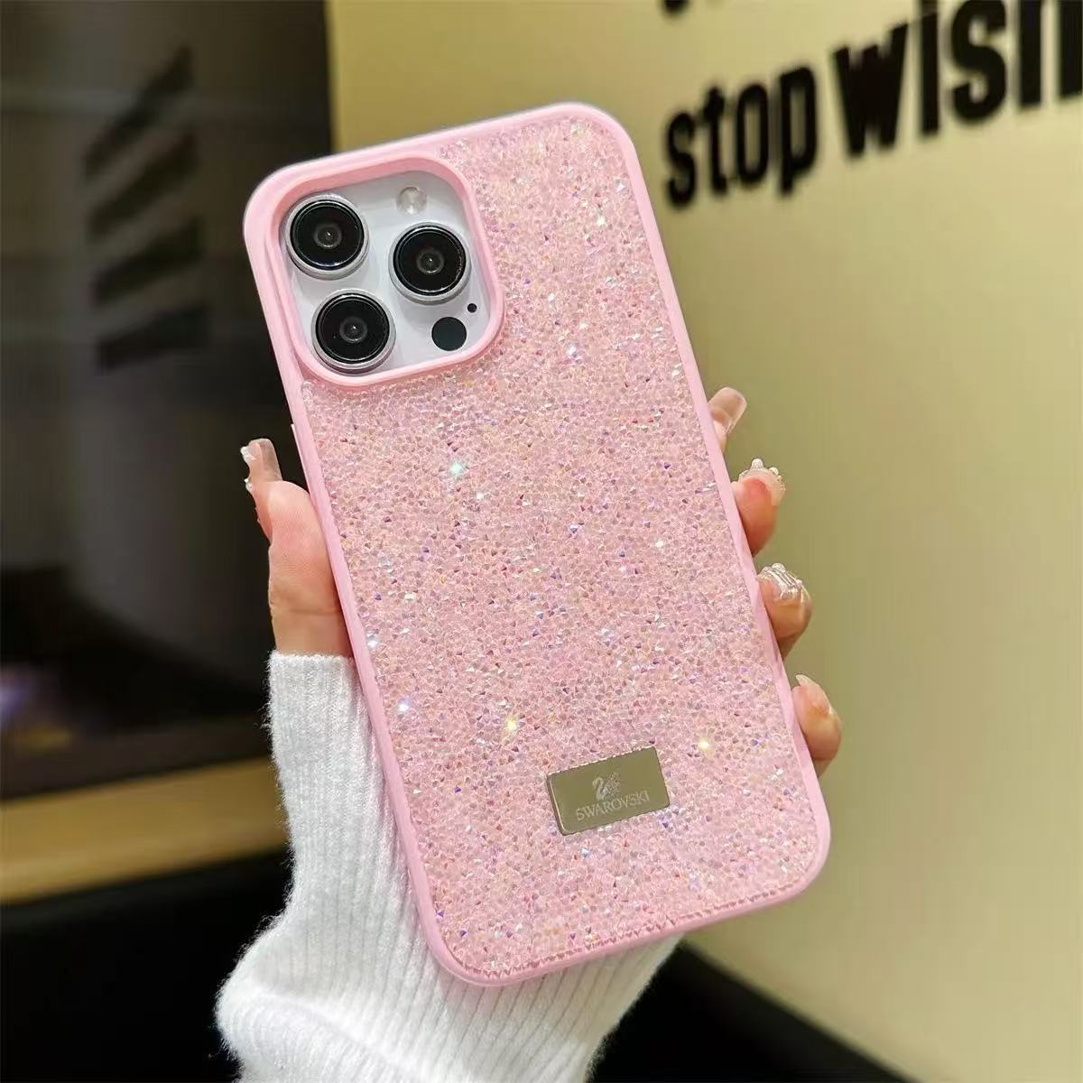 Coque luxueuse et scintillante en diamant pour iPhone 17 Pro Max et iPhone 15, plaquée or, marque tendance, strass haut de gamme, 16 pouces._voghion.com