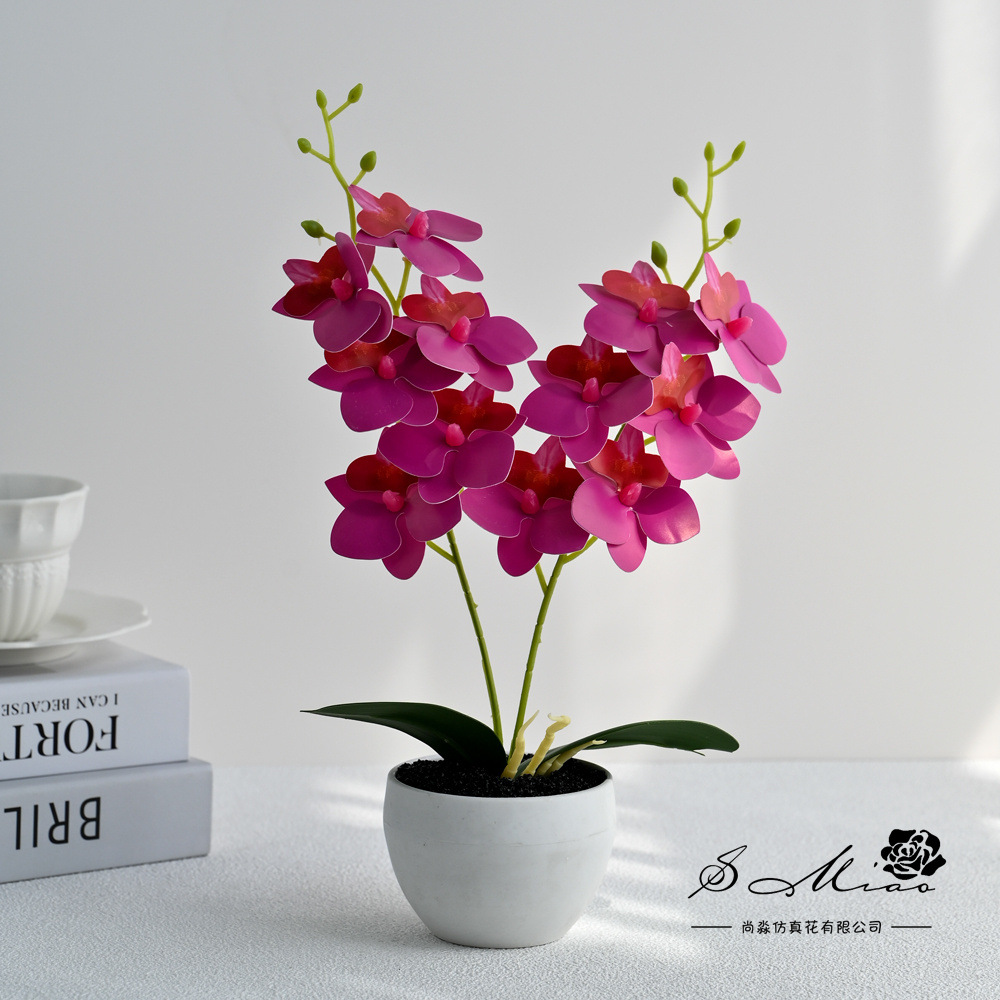 12 flores mariposa orquídea bonsai moda imitación maceta flores falsas decoración del hogar fotografía boda adornos de flores artificiales
