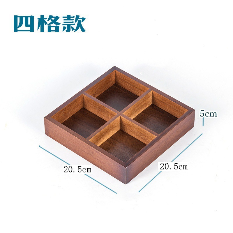 Bandeja Jiugongge, vajilla, guarnición de olla caliente, plato de bambú, plato de madera, caja de té, plato de frutas secas, plato comercial