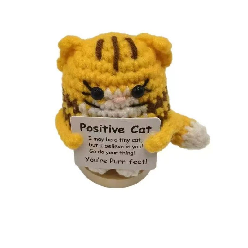 跨境亚马逊热销新品可爱Positive Crochet Cat 钩针小猫积极玩偶|undefined