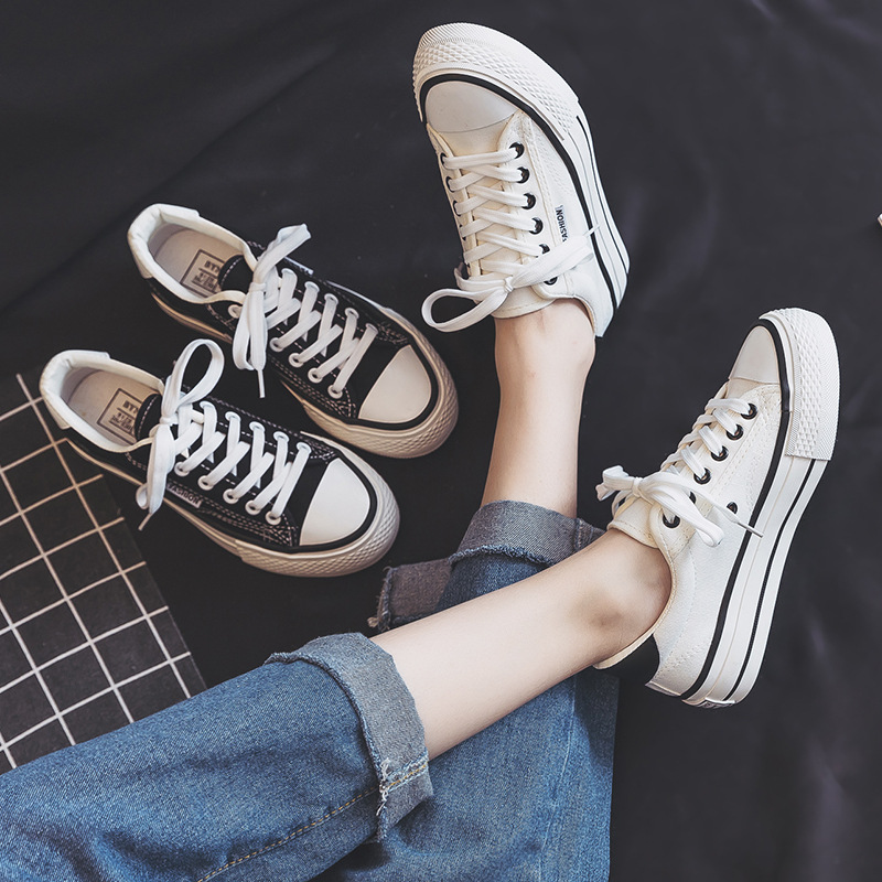 Thick soled canvas for women 2024 new breathable ulzzang versatile board summer Instagram trendy small black shoes_voghion.com