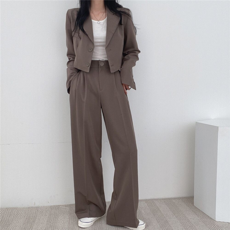 新品2022春夏秋季网红休闲英伦风小西套装女士短款韩版西服上衣详情7