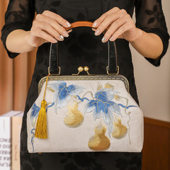 精美繡花手提包  中國風旗袍宴會漢服包包  葫蘆五福繡花包