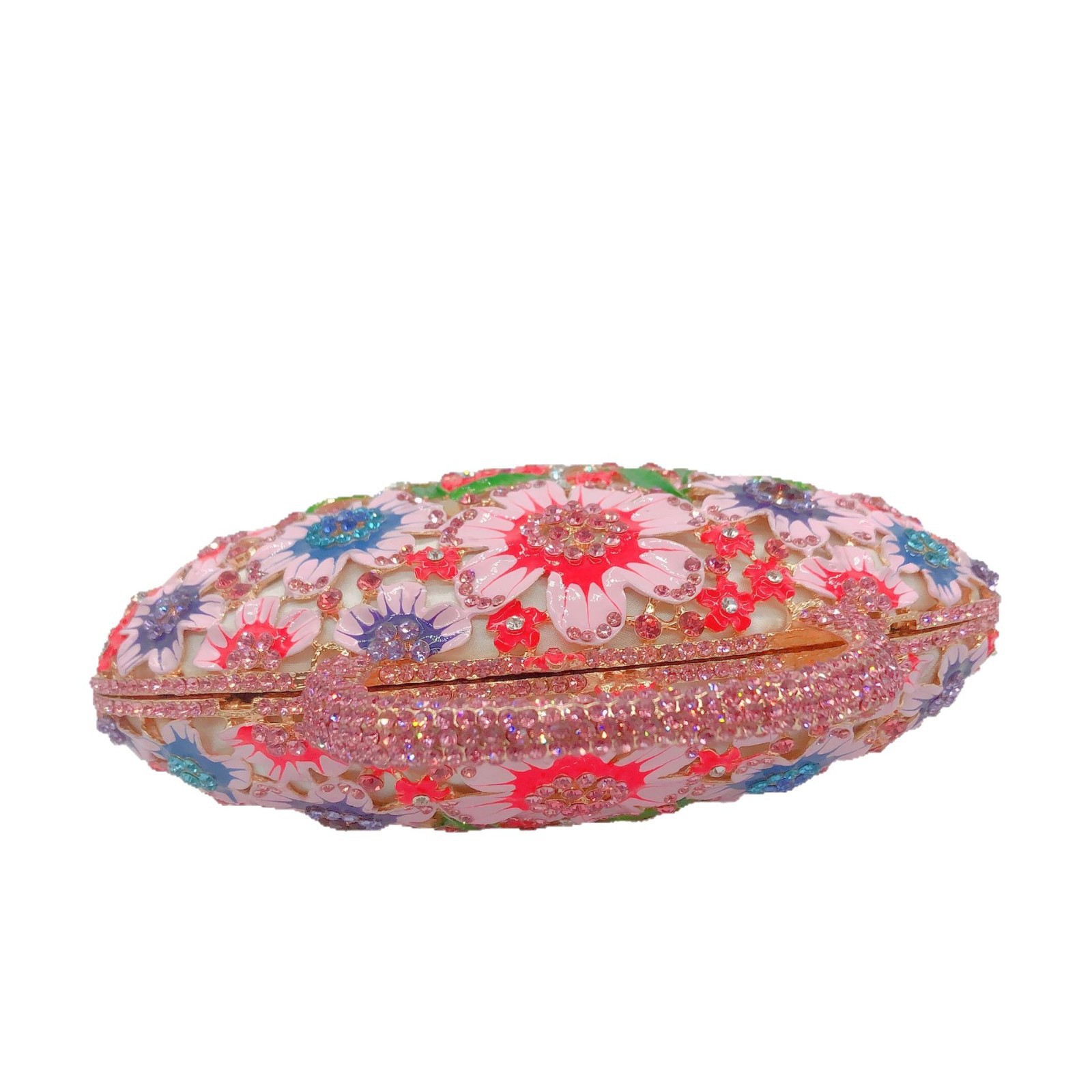Nuevos productos transfronterizos esmalte de color goteo de aceite de flores de diamante bolsa de cena bolsa de diamantes bolsa de cestas de flores de mano embrague de cesta