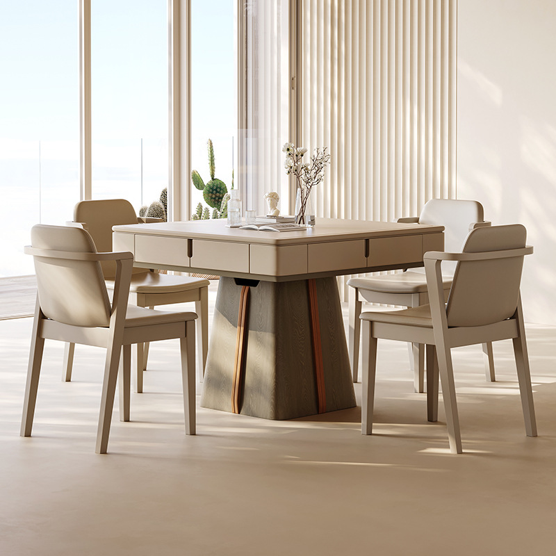 Mesa de comedor de madera maciza mesa de mahjong todo en uno de doble uso, mesa de ajedrez multifuncional para el hogar completamente automática, mesa de comedor combinada de sillas, mesa de comedor