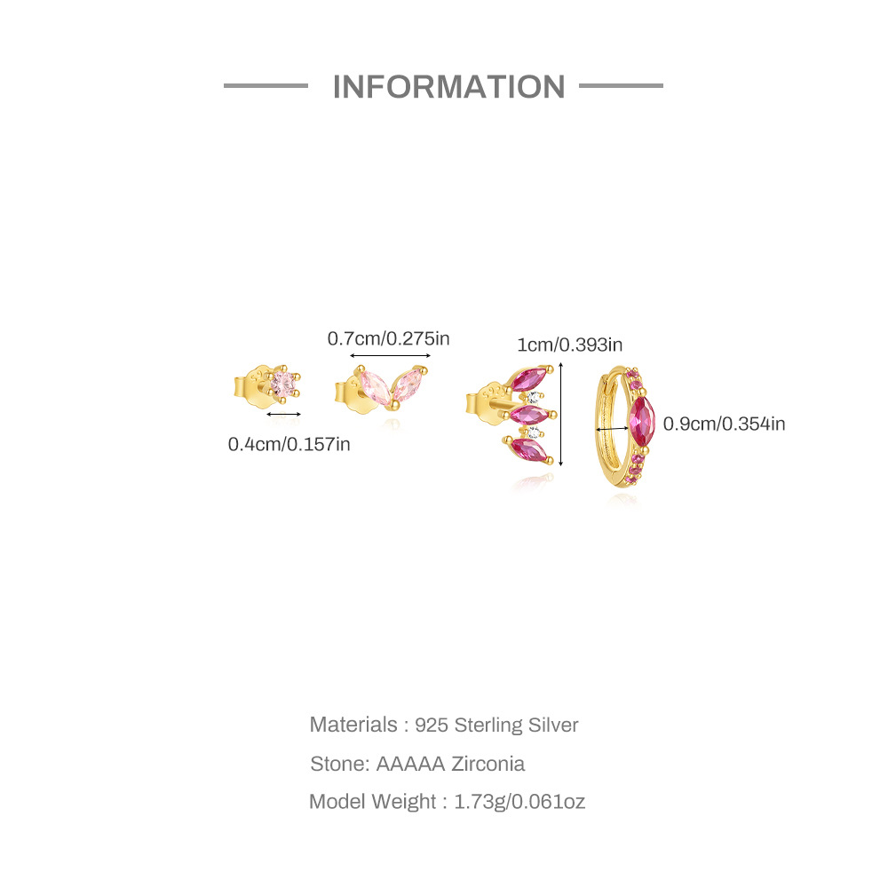 5g Weight 925 Sterling Silver Ear Needle Material Ear Studs Classification 4 Pieces Quantity Holiday, Travel, Daily Occasion 925 Sterling Silver Material Geometric Pattern Women's Gender Plating Design Simple Style Style 4 Pieces 925 Sterling Silver Geometric Ear Studs 3