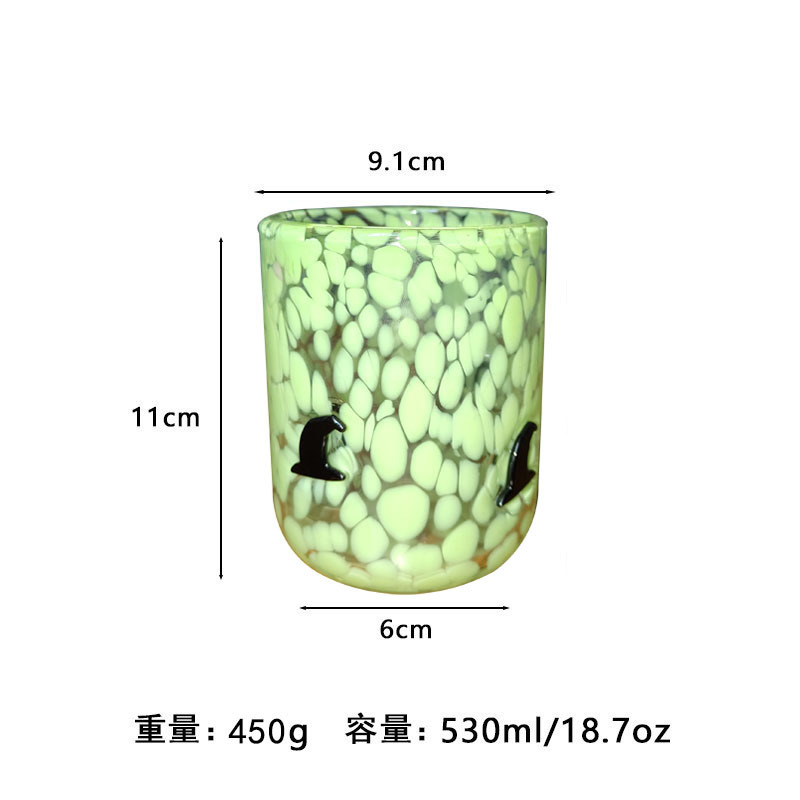 中古人工开口贴片水晶玻璃杯樱桃草莓压花贴片装饰饮品咖啡杯|undefined