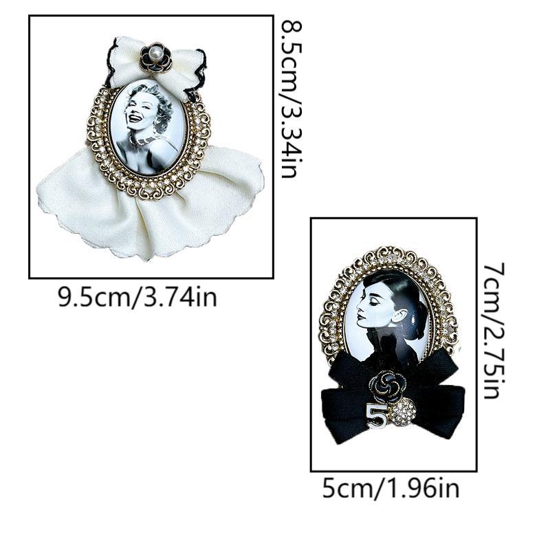 Retro Schönheit Kopf Brosche Pins für Frauen Stoff Samt Bogen Abzeichen Mode Blume Corsage Dekoration Kleidung Zubehör Schmuck – Detail 1