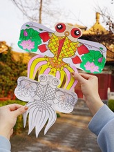 新竹签手工制作绘画填色掌上风筝儿童迷你空白风筝装饰不可飞