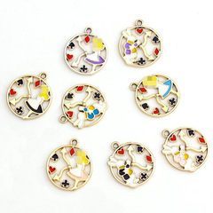 手工DIY工廠直供精緻愛麗絲小兔子圓片 動漫系列耳環手鍊飾品配件