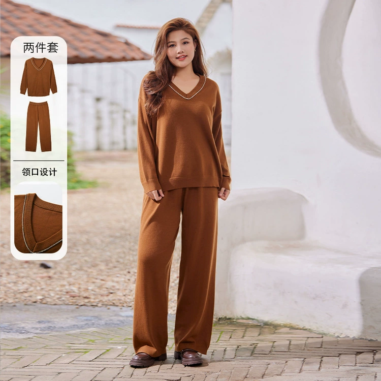 Xianlixiu 2024, весенняя новинка, женская одежда больших размеров, толстый мм, ленивый, элегантный, удобный, эластичный, утягивающий костюм из двух предметов для женщин