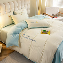 新款ins风床上四件套 纯色简约床单被套宿舍用三件套床上用品批发
