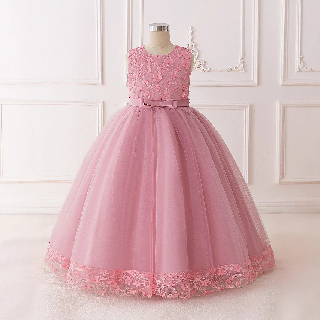 Nuevo vestido para niños, vestido de princesa, vestido de flores lindo, vestido de tutú, niña de las flores, vestido de fiesta, vestido de noche