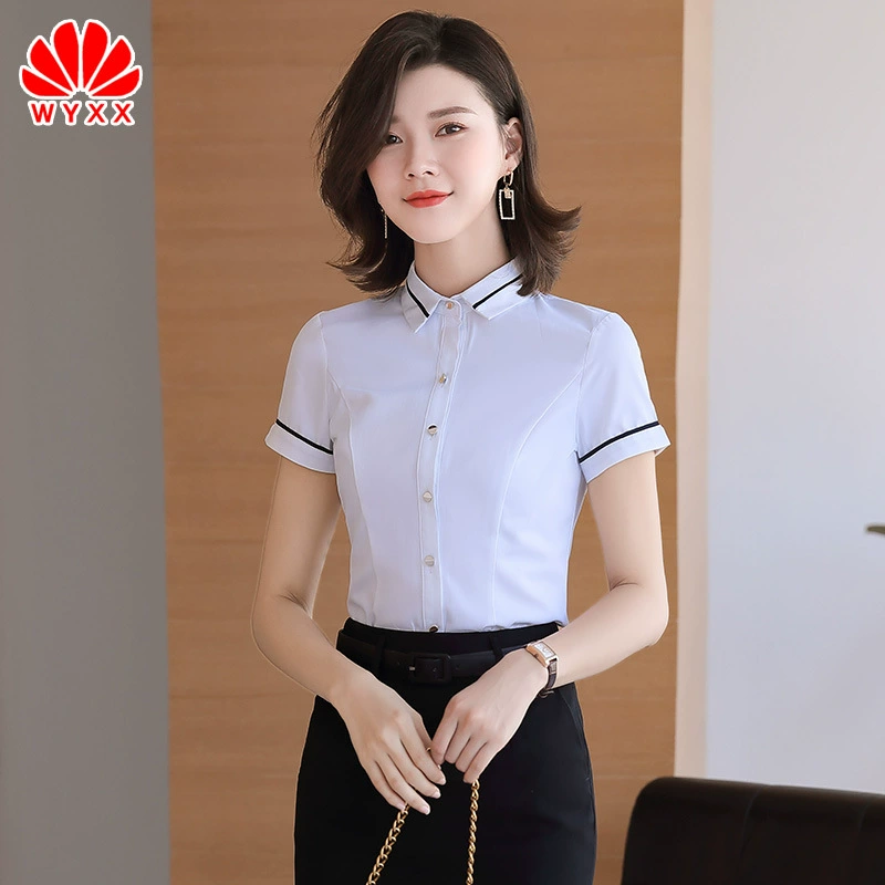 Профессиональная белая рубашка, женское торжественное платье с короткими рукавами, новинка весны и лета 2022, приталенная рабочая одежда, свежая белая рубашка