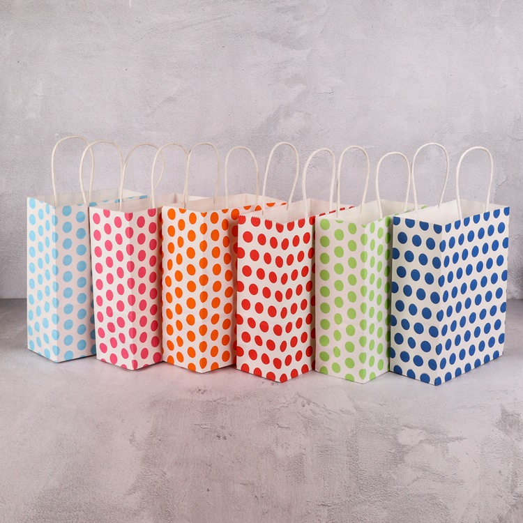 厂家定 制购物袋包装袋子批发 纸袋 大小号批发 圆点手提袋