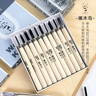 跨境啄木鸟牌木刻刀胶板滚筒木刻板套装美术板拓印版版画雕刻工具
