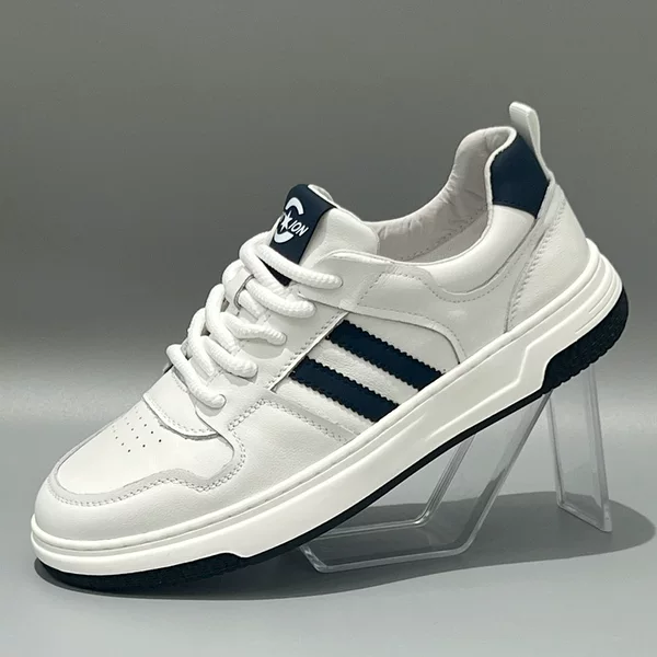 Genuine Leather Men's Shoes Spring New White Shoes Men's Casual Sneakers Moral Training Shoes Men's Trendy Brand High-End Versatile Trendy Shoes