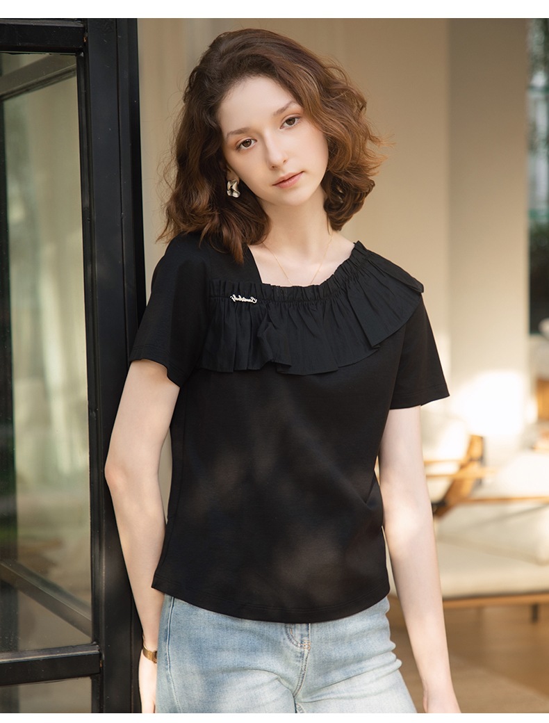 GraceChic GraceChic European Fashion Patchwork Ruffled Lace Top For Women 2025 Summer New Stylish White Versatile Youthful Blouse_voghion.com