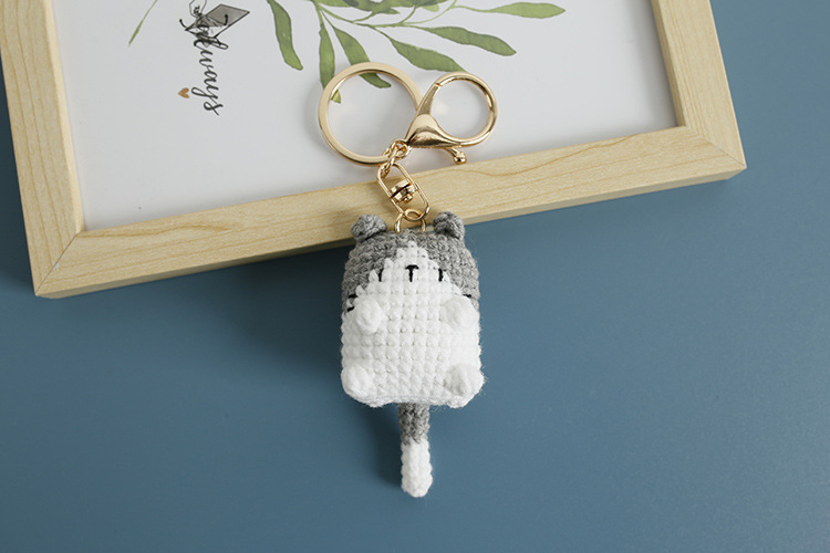 25g Weight Wool Yarn Home Textiles & Decor Type Handmade Inlay Material Keychain Classification 1 Piece Quantity Daily Occasion yarn Material Cartoon, Cat Pattern Knitting Design Cute Style 1 Piece Cartoon Cat Keychain Yarn Handmade Cute Keychain 3