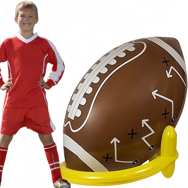 Cross-Border Customized Giant Pvc Inflatable Rugby 40inch Rugby Set with Stand Outdoor Sports Balls