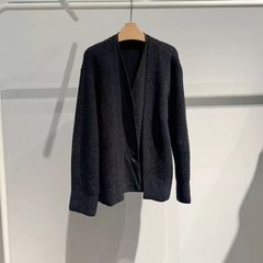 现货2025秋季新款宽松休闲设计感拼接假两件针织开衫女 5F9132131