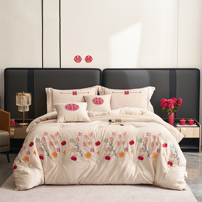 Wedding celebration quilt spring and autumn thickening The quilt core bright red marry Dowry Gifts Jubilation Wedding Double Quilts core