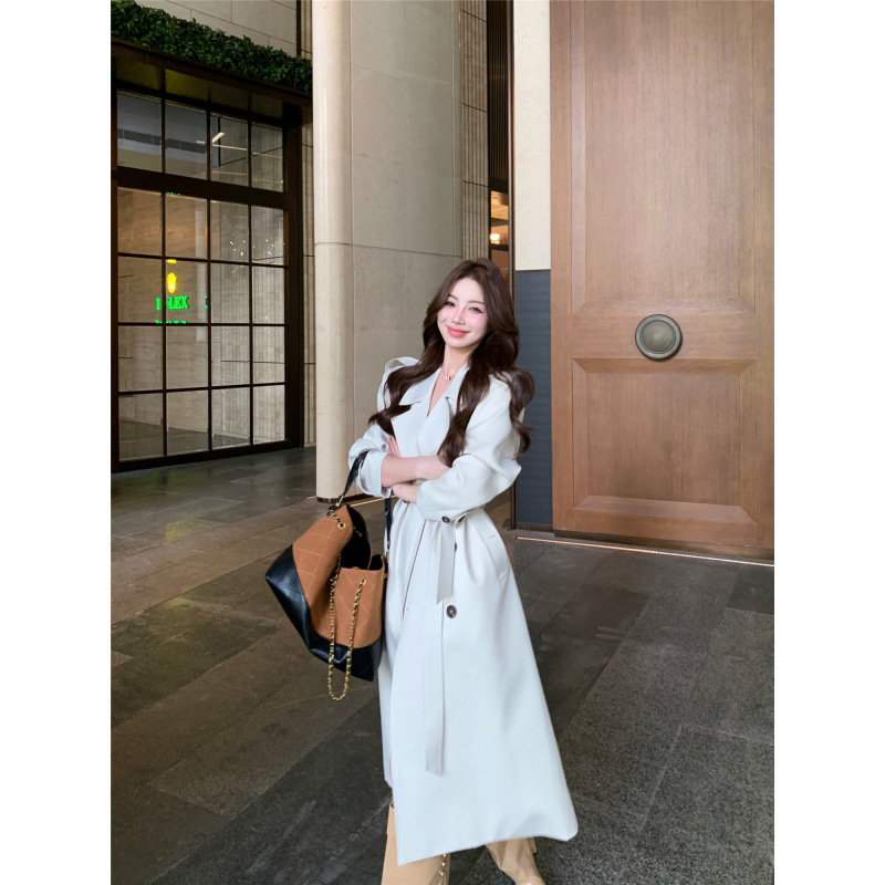 昕可达 王炸3.0 气质翻领收腰大衣秋中长款巨好看风衣外套女|undefined