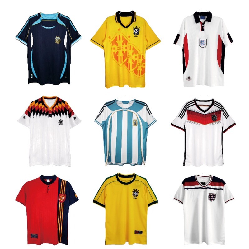 Popular Retro Football Collection Version Argentina German England Brazil National Football Short Sleeves Large Quantities in Stock