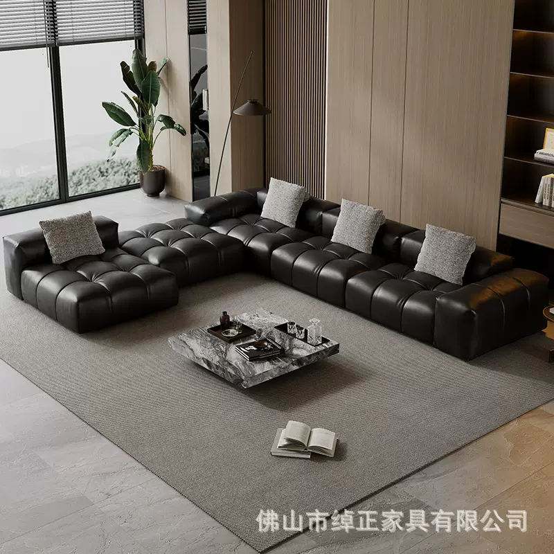 saba像素沙发客厅原版设计师真皮意式极简模块泡芙半青皮真皮沙发