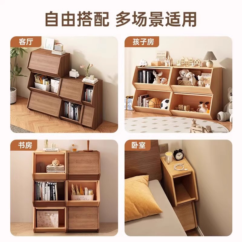 Gabinete de almacenamiento de madera sólida puede superponerse sofá sala de estar gabinete lateral mesas de cabecera juguetes para niños snack armario armario