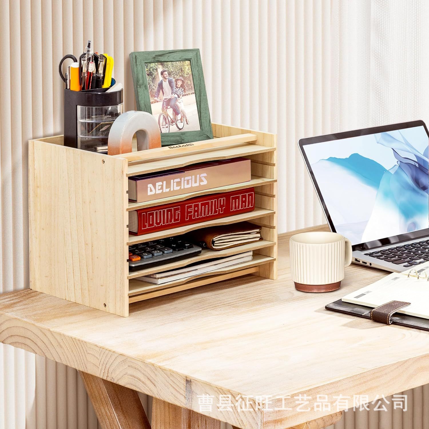 Desktop wooden folder multi -layer paper bracket adjustable file…