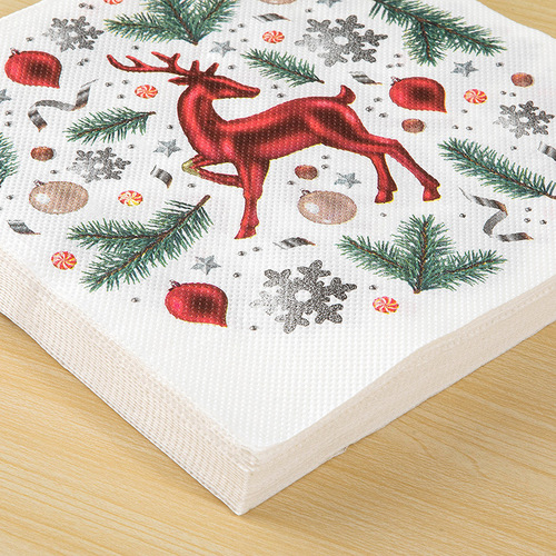 New cross-border Christmas decoration printed napkins Elk square tissue party LOGO printed napkins wholesale