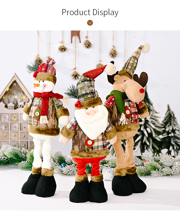 Neue Weihnachten Retro Schneeflocke Kariertes Tuch Einziehbare Puppe Weihnachtsdekoration display picture 10