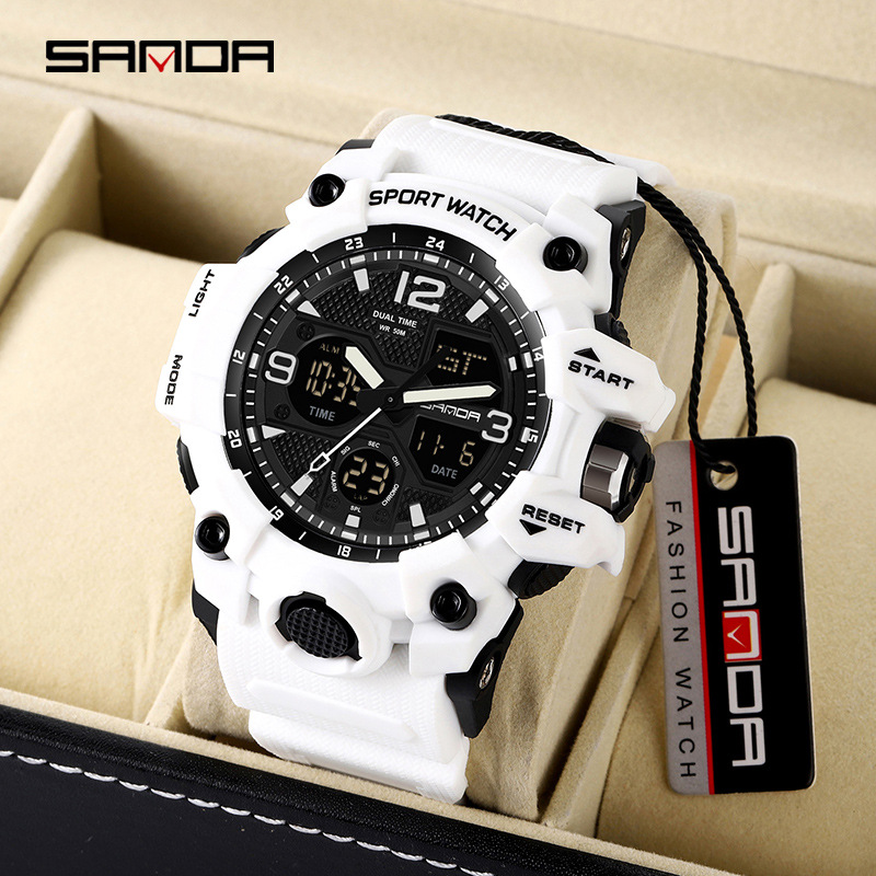 Sanda nuevo 6030 moda hombres estudiante juventud reloj electrónico impermeable multifuncional reloj al por mayor