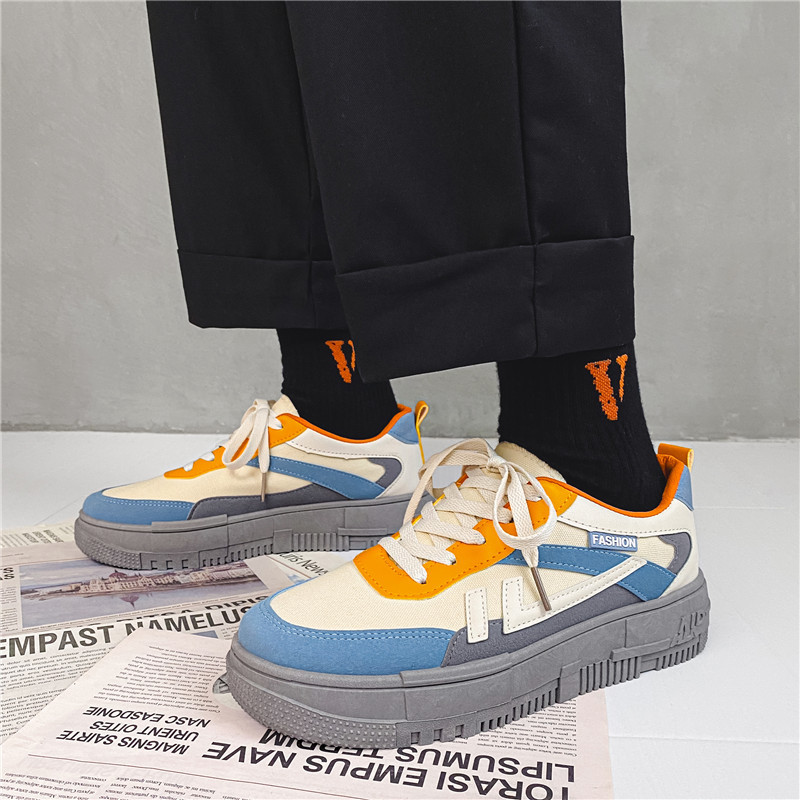 2021新款潮流低帮厚底男鞋韩版休闲ins板鞋百搭帆布鞋子休闲潮鞋|ru