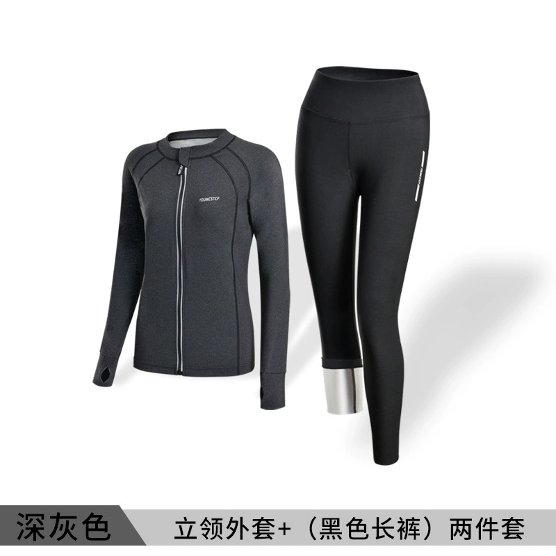 Sports set running suit, hooded or stand-collar jacket with leggings, plus sizes S–3XL