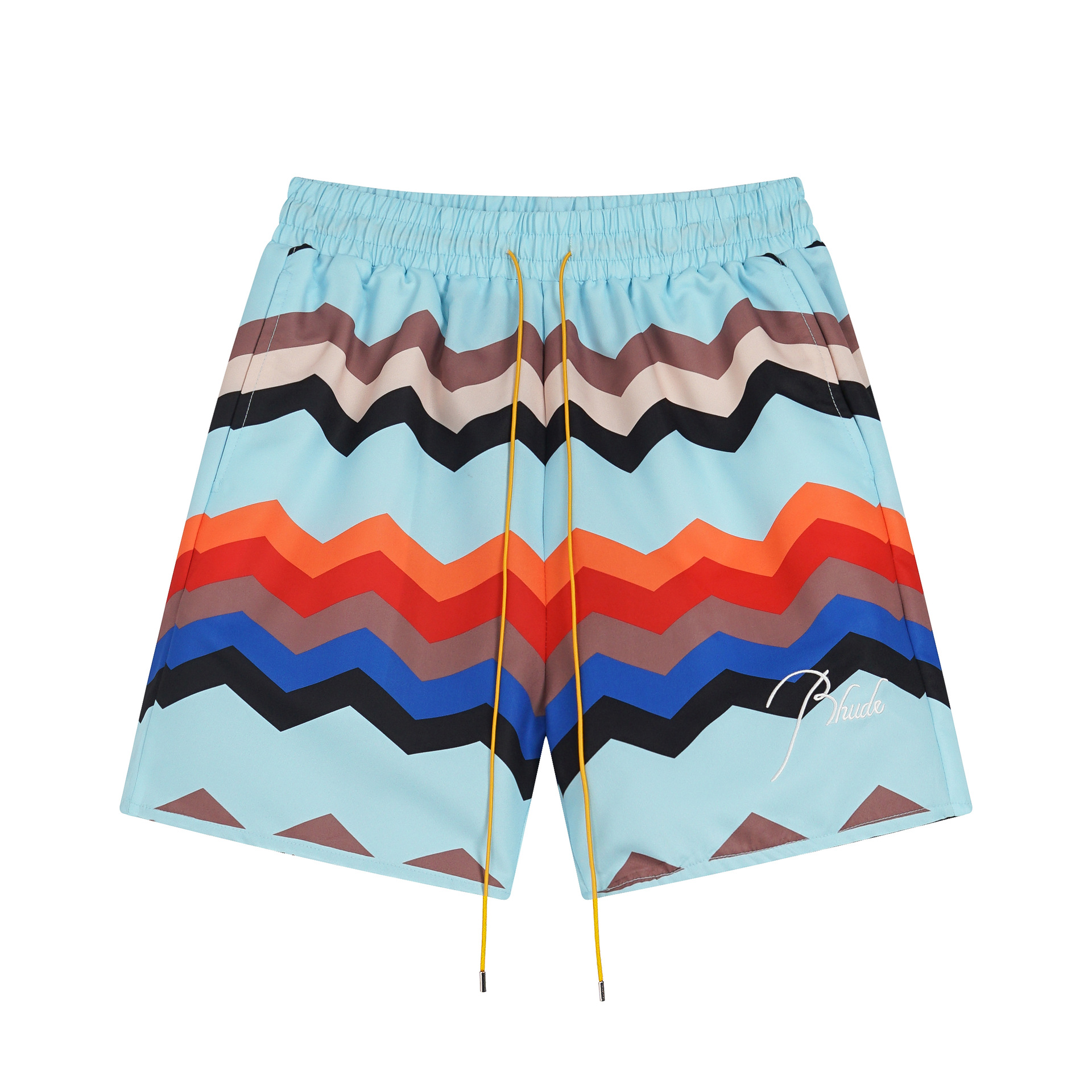 Tendencia europea y estadounidense transfronteriza rhude colección de letras 3M pantalones cortos casuales reflectantes hombres y mujeres pantalones de playa de alta calle estadounidenses