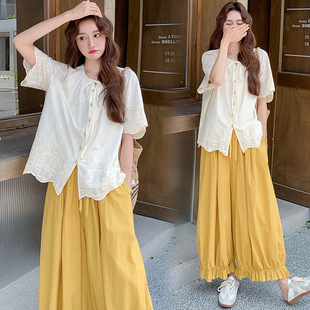 Maternity Wear Summer New Fashion Elegant Loose Two-Piece Suit Elegant Trendy Mom Outer Suit