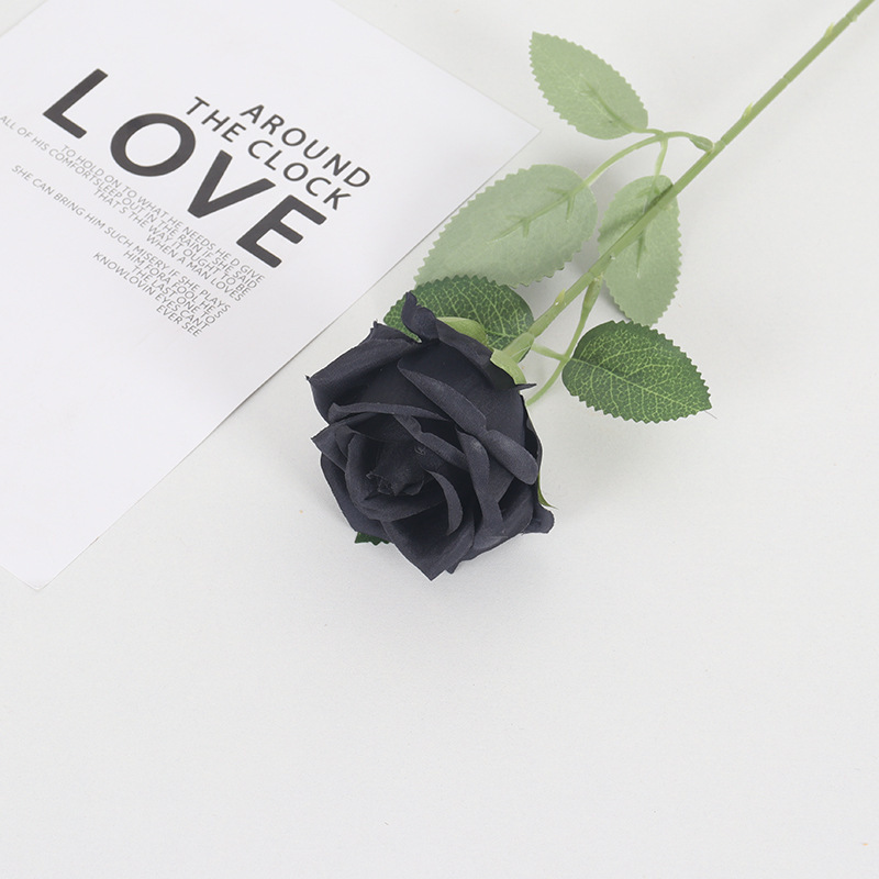 Rosa de simulación negra Rosa Halloween Festival de fantasmas Horror Estilo gótico Serie oscura Decoración Flor falsa