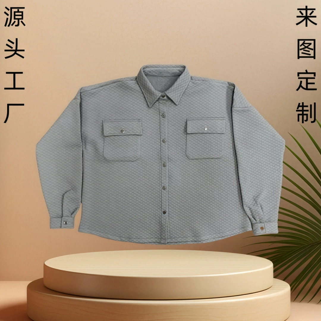 Индивидуальная Внешняя торговля Весна и Осень Повседневная вафельная куртка с лацканами парная куртка Тяжелая однотонная Свободная рабочая куртка