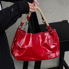 MIU托特包欧美复古纯色大容量单肩包软皮休闲质感百搭通勤腋下包